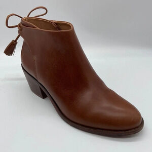 Madewell et Sezane Billie Bootie with Tassel Ties All Leather - Size 6 1/2